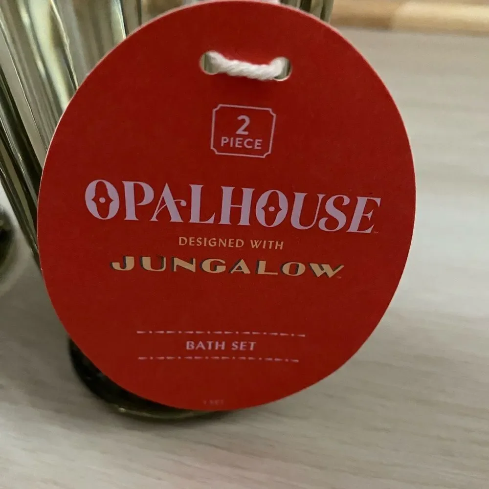 Opalhouse Jungalow Glass Bath Set Cup and Soap Pump